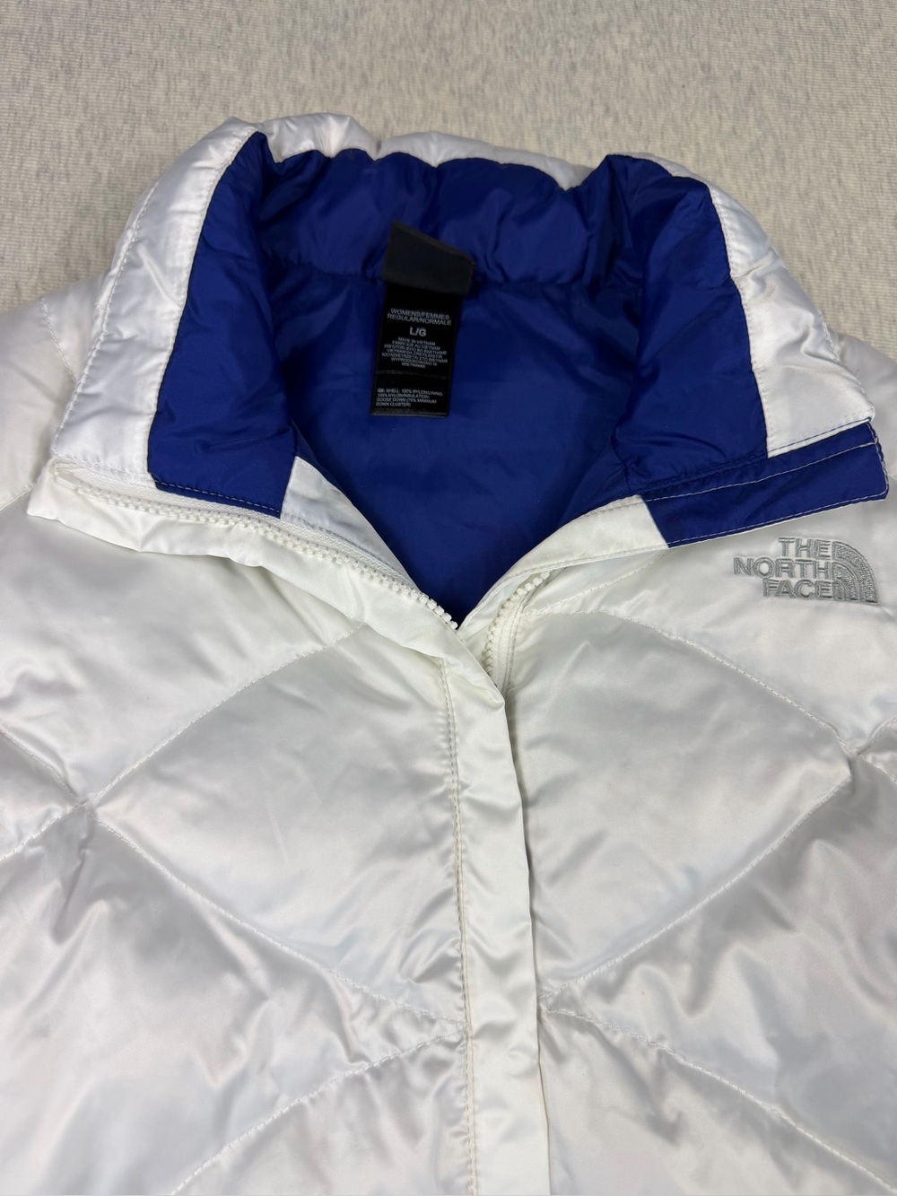 NWT The North Face Aconcagua 550 Goose Down Puffer Vest Women’s Large White Blue - Picture 3 of 13